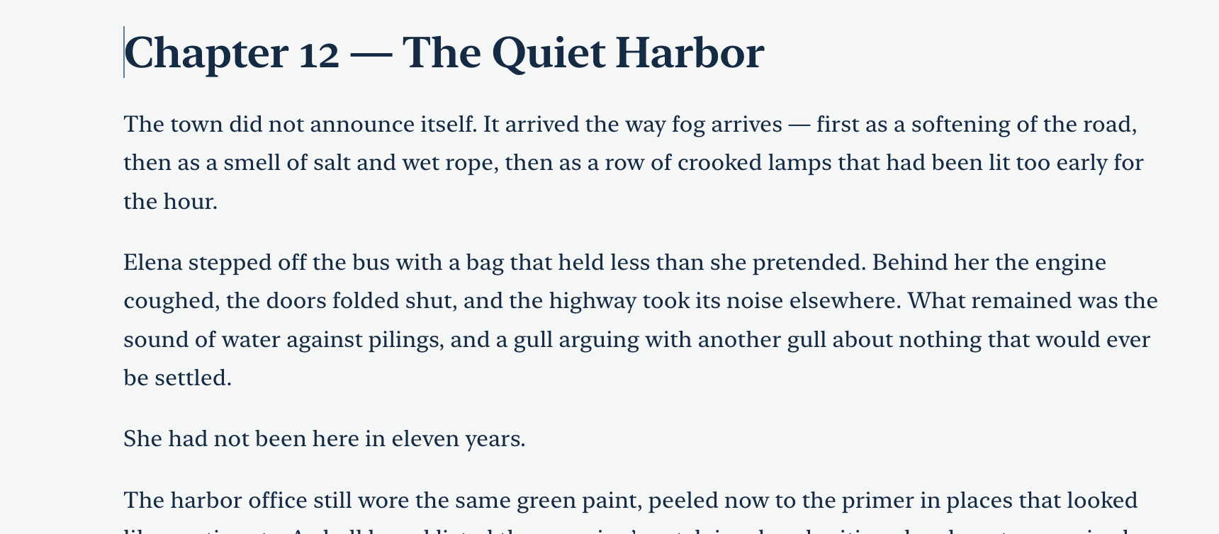 The same chapter on Coastal Blue: cool paper and a blue accent.