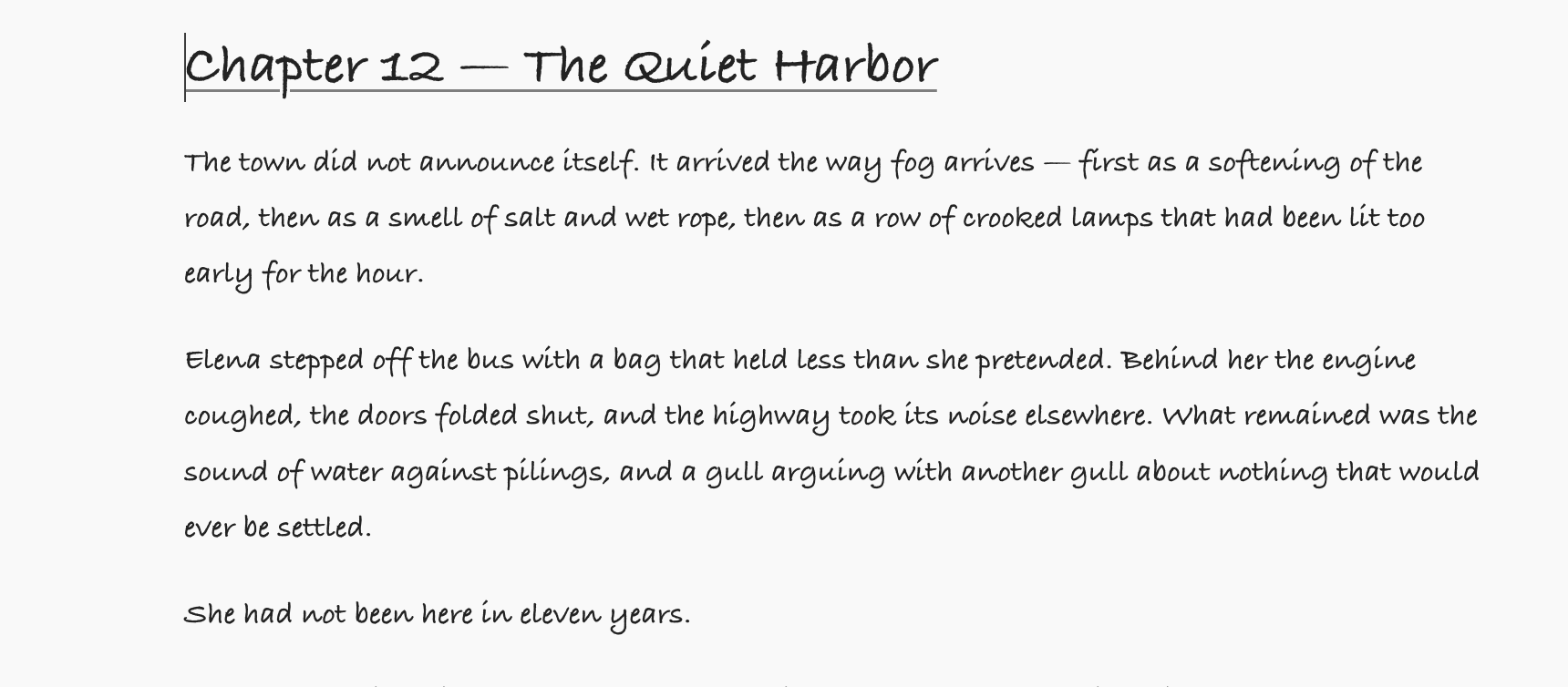 The same chapter set in Handwritten.
