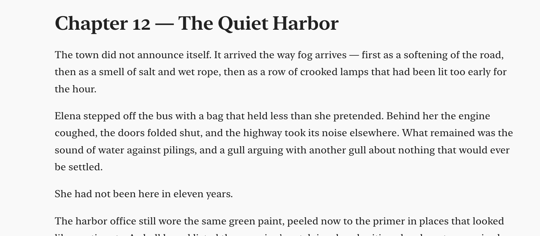 The same chapter set in Manuscript, a serif with a sans title.