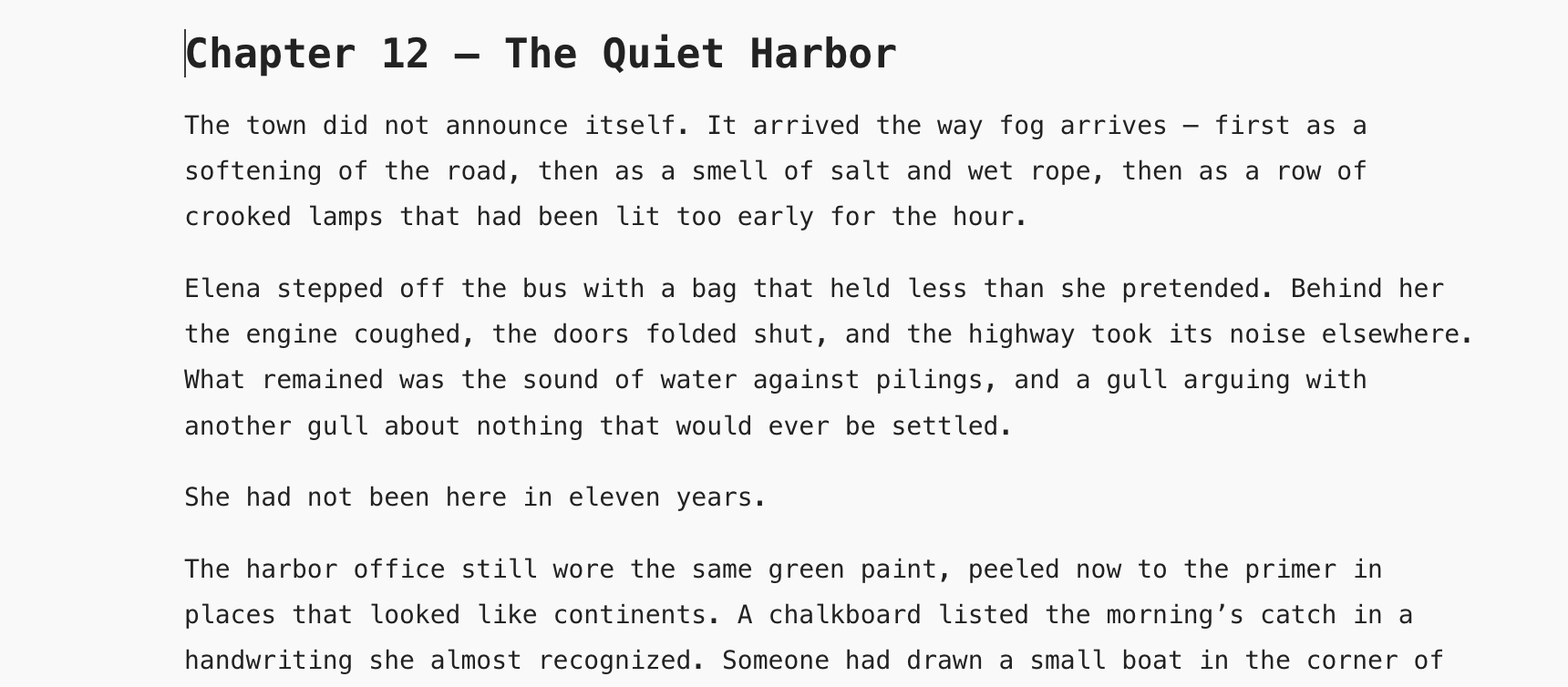 The same chapter set in Typewriter, monospaced.